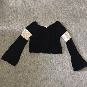 Black Long Sleeve Crop Top